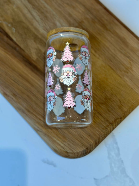 PINK SANTA 16oz GLASS CAN