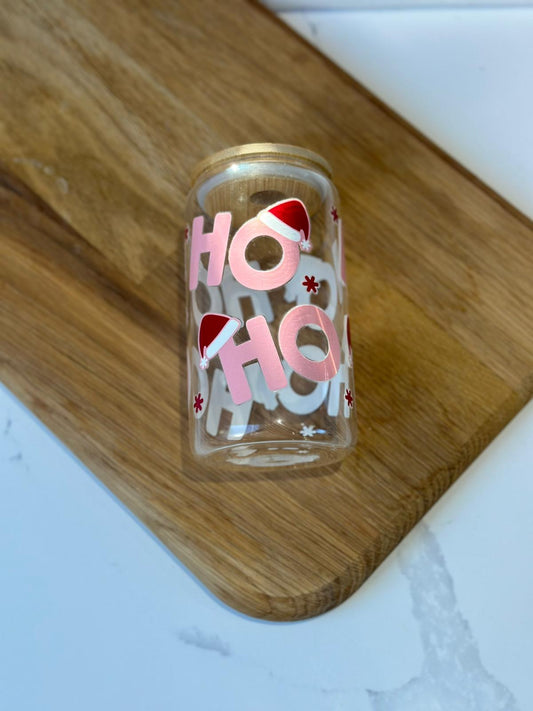 HO HO HO 16oz GLASS CAN